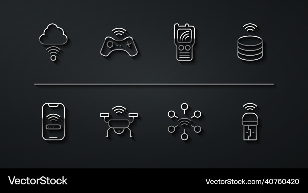 Set line network cloud connection mobile with wi Set line network cloud connection mobile with wi vector image