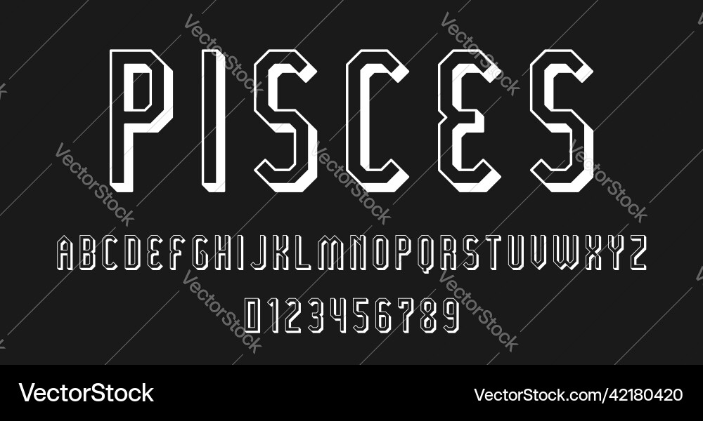 Set of alphabets font letters and numbers Set of alphabets font letters and numbers vector image