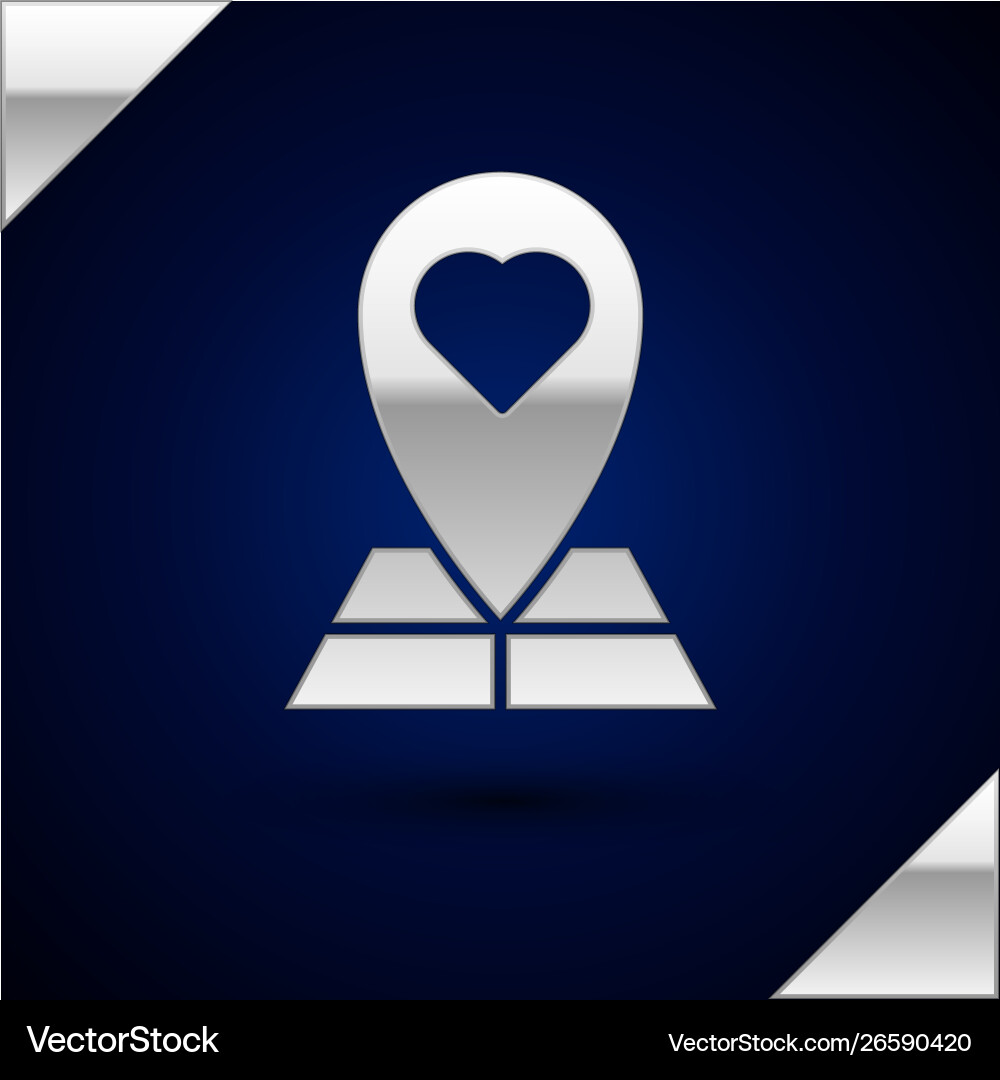 Silver map pointer with heart icon isolated Silver map pointer with heart icon isolated vector image