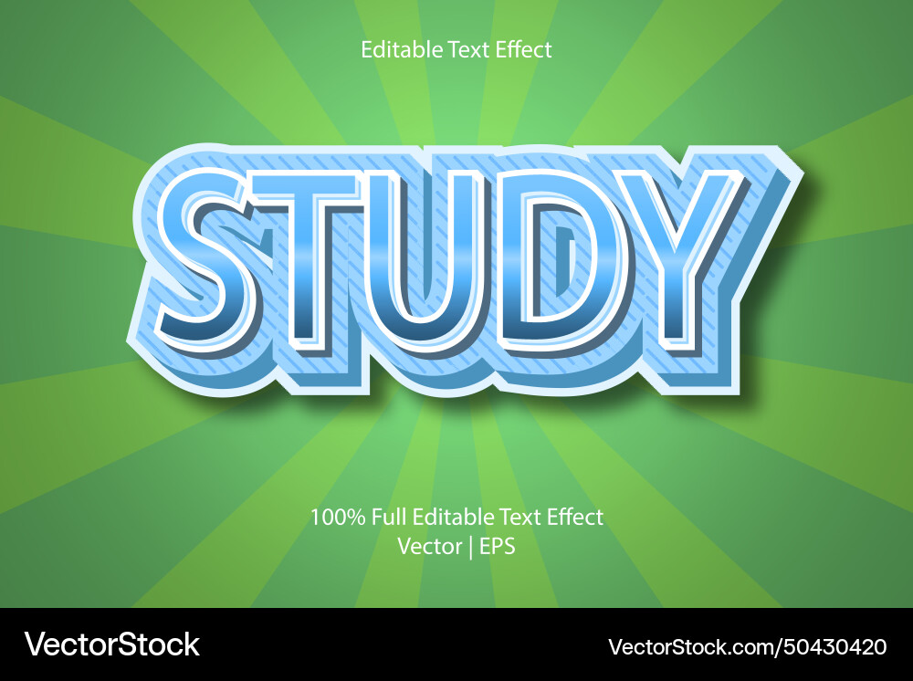 Study editable text effect Study editable text effect vector image