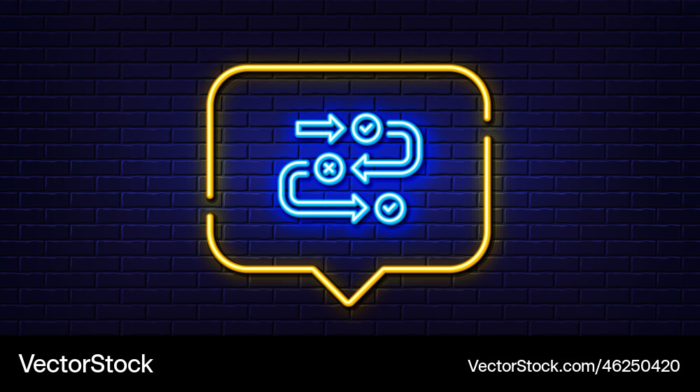 Survey progress line icon algorithm sign neon Survey progress line icon algorithm sign neon vector image