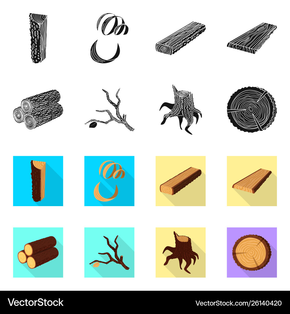 Tree and raw icon set Tree and raw icon set vector image