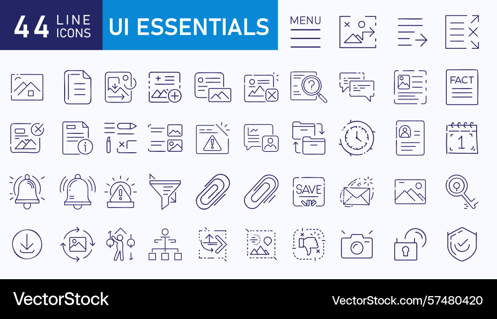 Ui essentials line icons set for web and app Ui essentials line icons set for web and app vector image