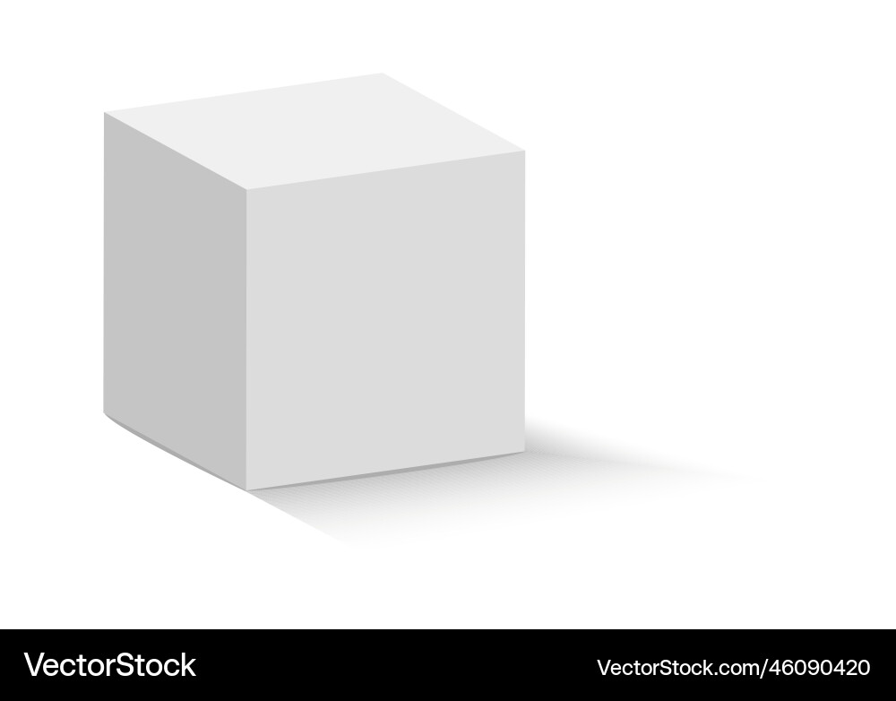 White cube 3d abstract box with shadow geometric White cube 3d abstract box with shadow geometric Vector Image