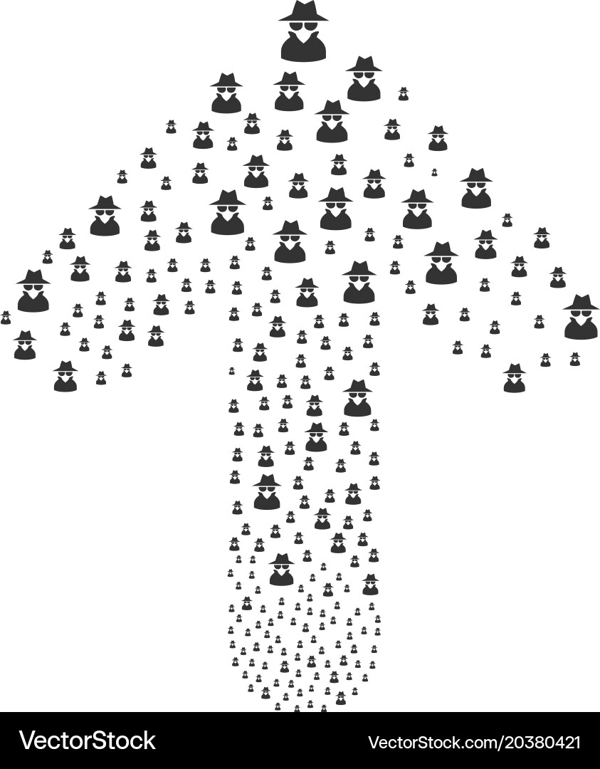 Ahead oriented arrow figure with spy vector image