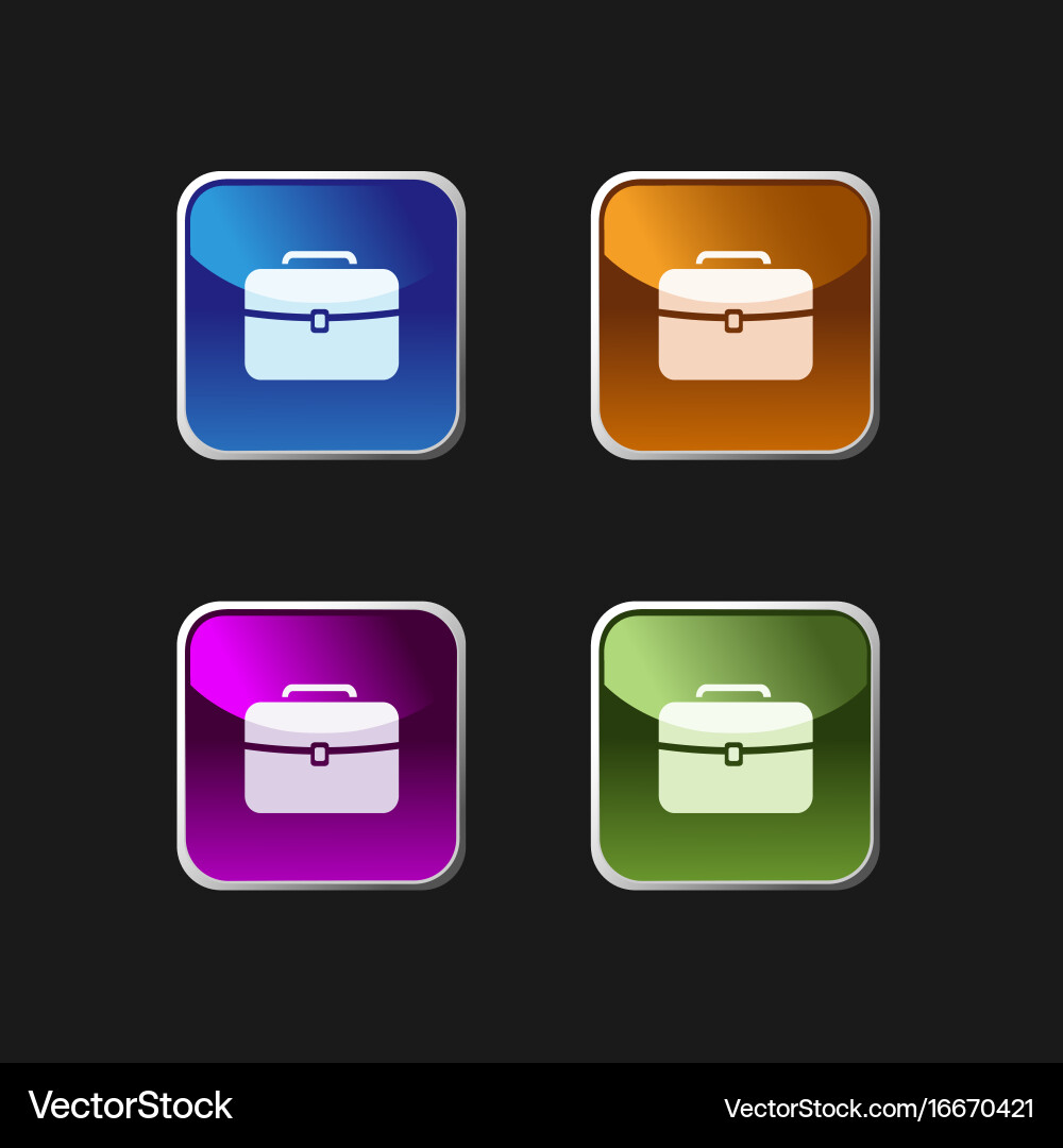 Briefcase icon on colored square web buttons Vector Image