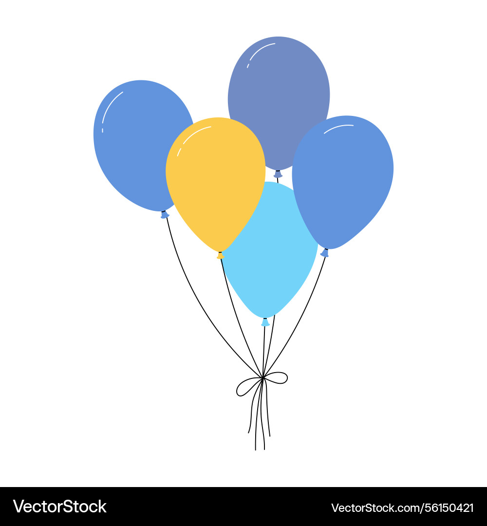Bundle of balloons with strings simple doodle Bundle of balloons with strings simple doodle vector image