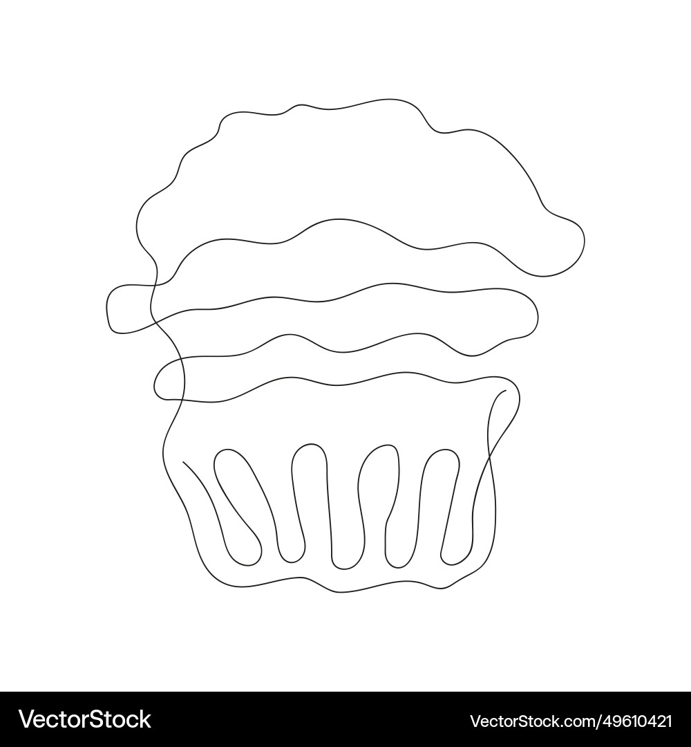 Continuous one line drawing of cupcake simple Vector Image