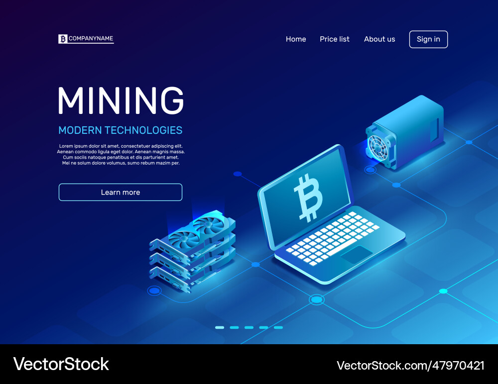 Cryptocurrency mining blockchain farms mainframe vector image