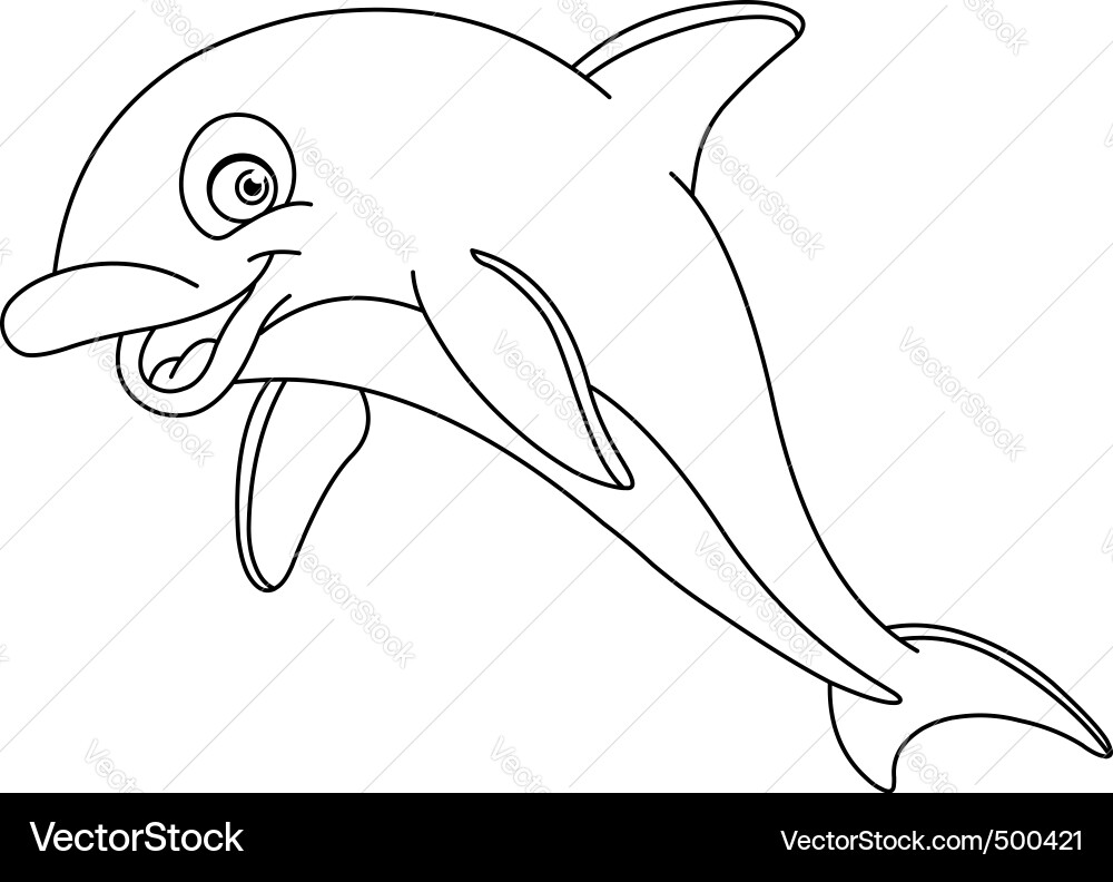 Cute Outlined Dolphin vector image