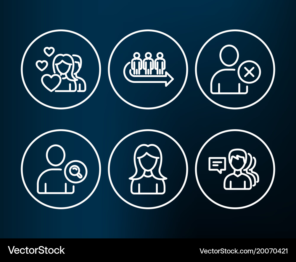 Delete user find and couple icons queue vector image