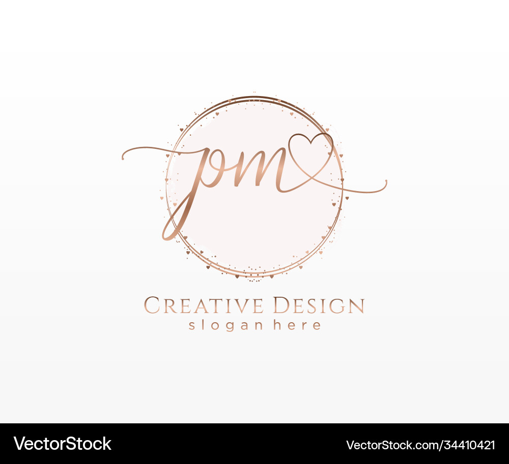 Elegant Initial 'PM' Logo with Circle Vector Image
