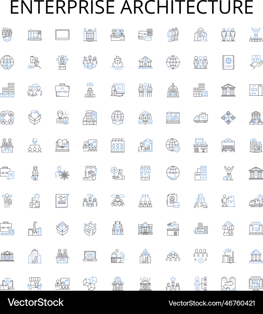 Enterprise architecture outline icons collection vector image