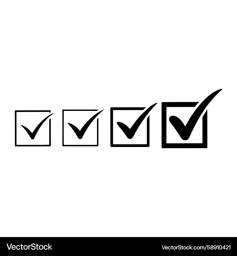 Four Checkmarks - Selection Progress Vector Image