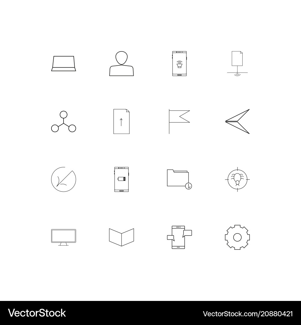 Internet technologies linear thin icons set vector image