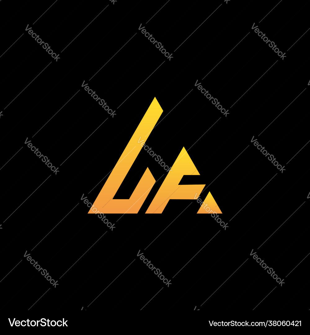 L f monogram initial logo with a yellow triangle L f monogram initial logo with a yellow triangle Vector Image
