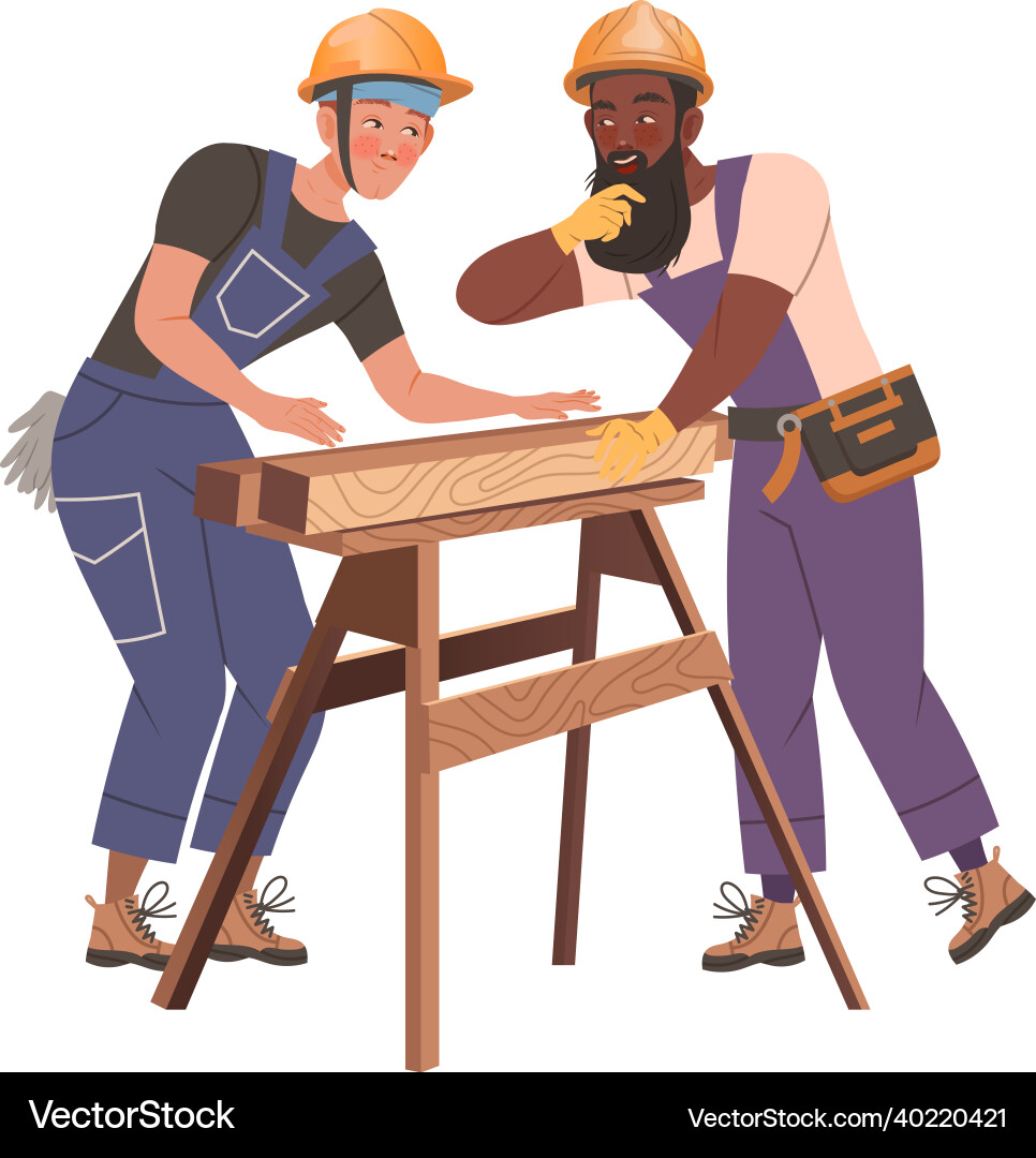 Man builder character building house working Man builder character building house working vector image