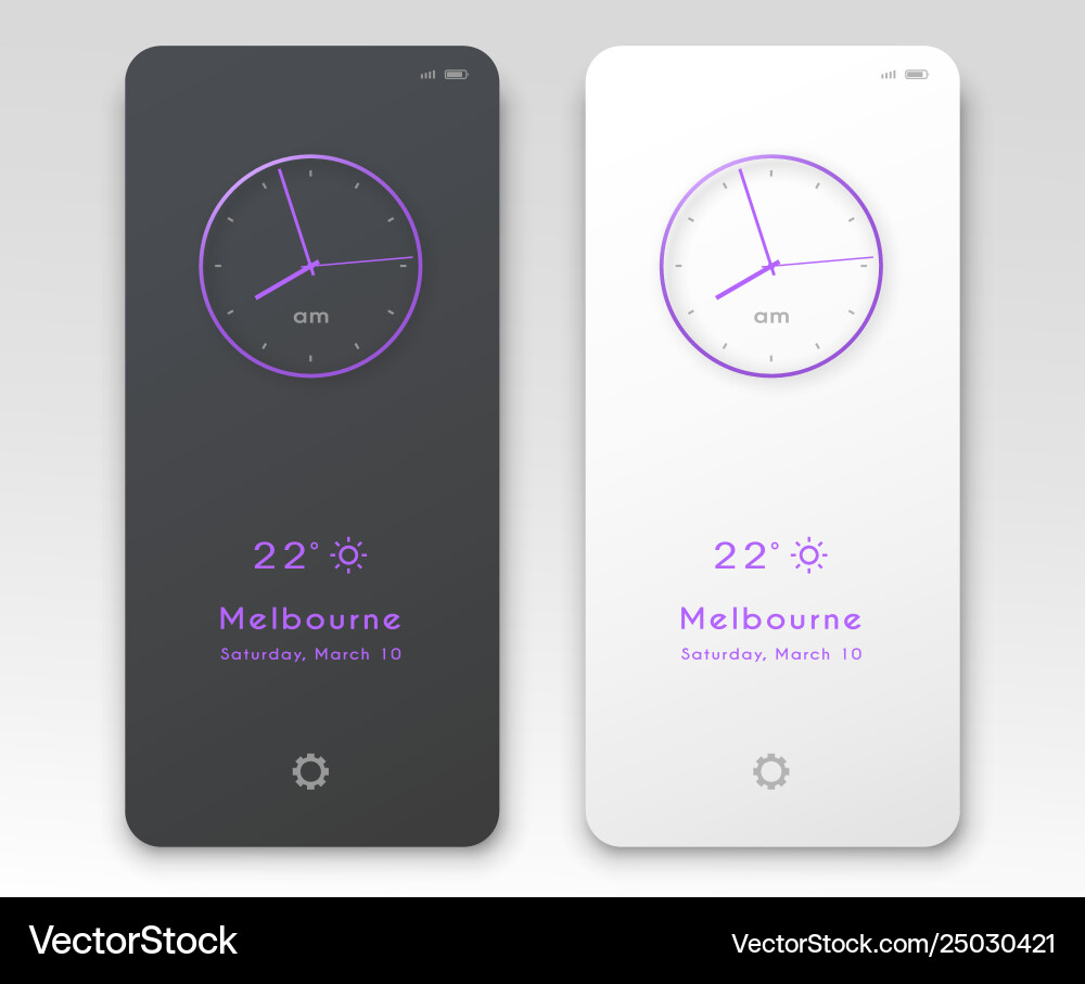 Mobile application interface design clock Mobile application interface design clock Vector Image