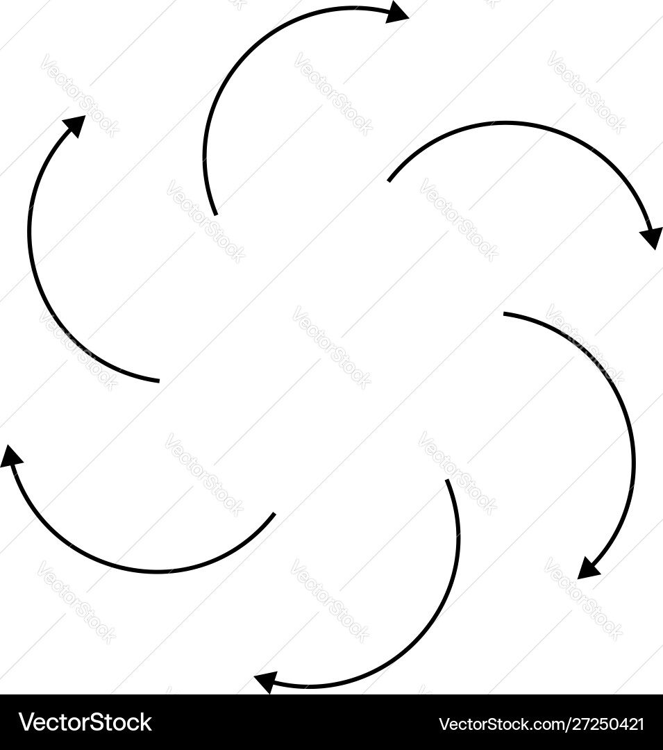 Radial circular arrows pointing from center Vector Image