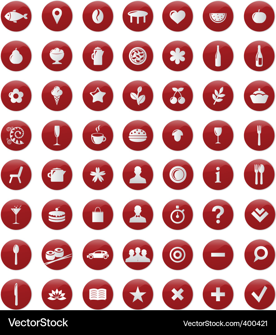 Restaurant & Map Icon Set Vector Image