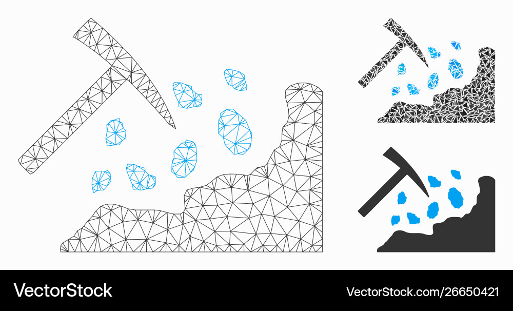 Rock mining hammer mesh network model Rock mining hammer mesh network model vector image