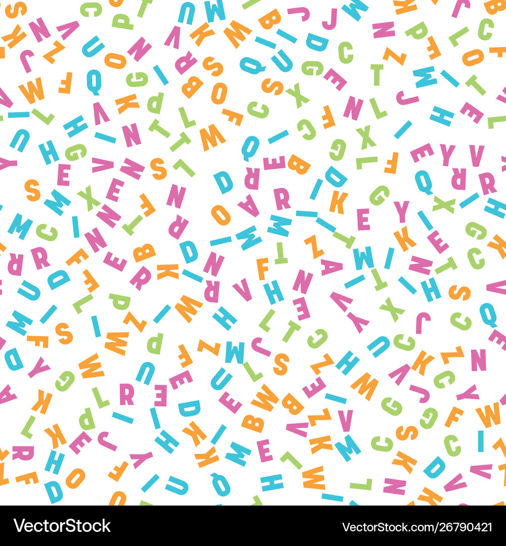 Seamless pattern colorful letters random order Seamless pattern colorful letters random order vector image