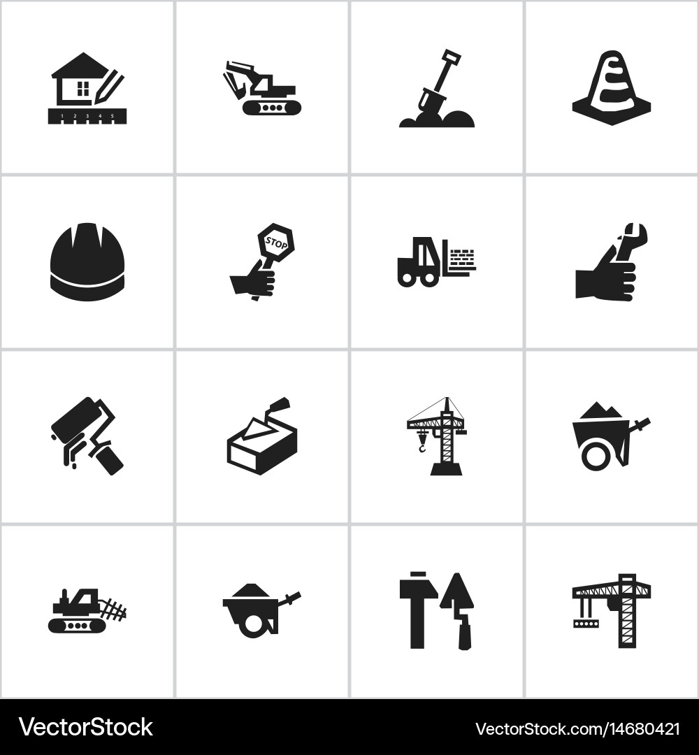 Set of 16 editable building icons includes vector image
