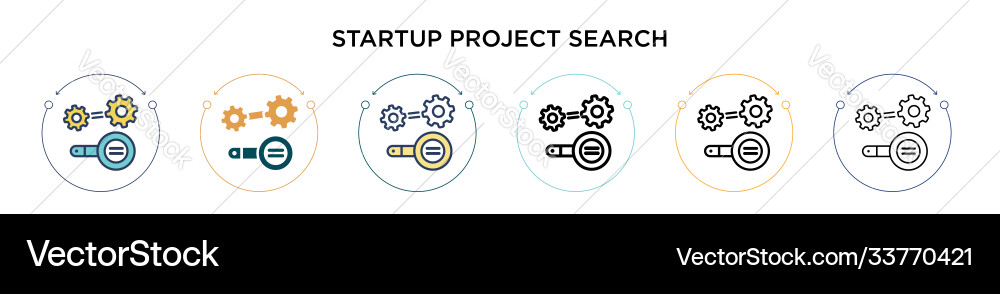 Startup project search icon in filled thin line Startup project search icon in filled thin line Vector Image