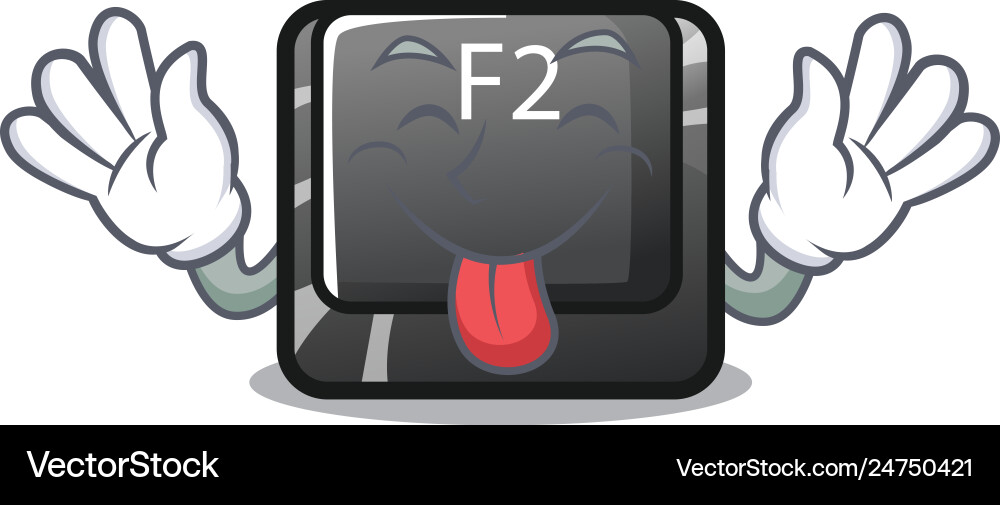 Tongue out f2 button on mascot computer vector image