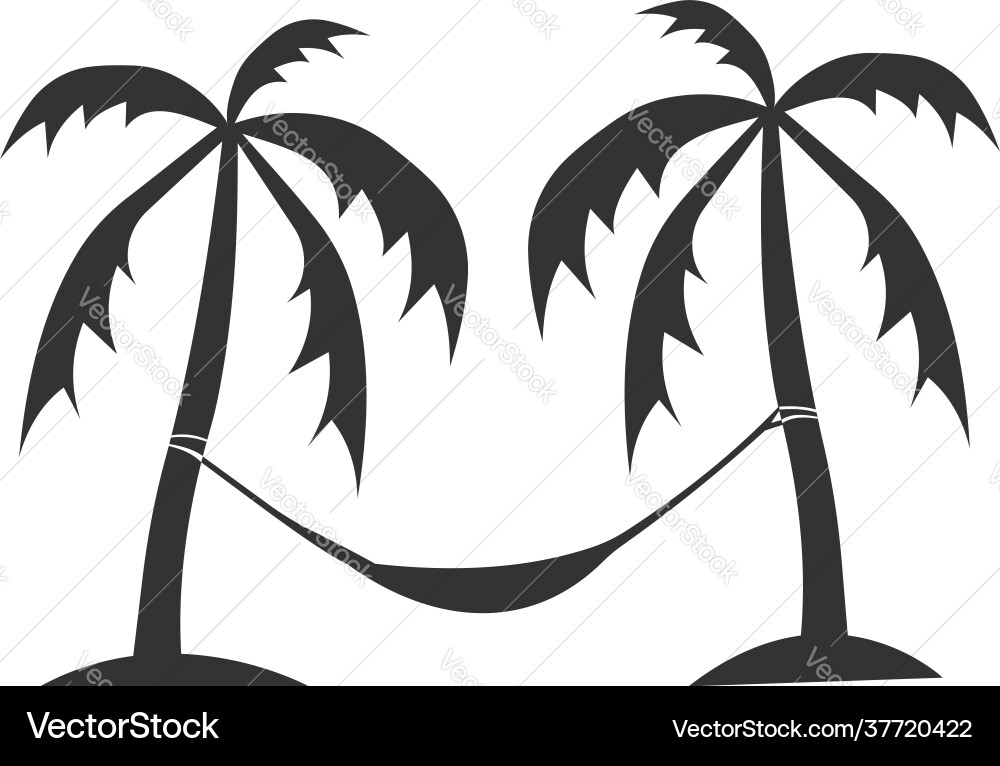 A hammock icon with two palm trees image A hammock icon with two palm trees image vector image