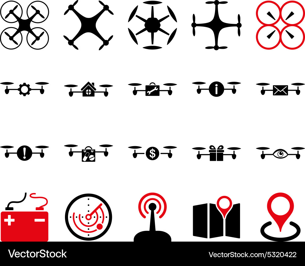 Air drone and quadcopter tool icons Vector Image