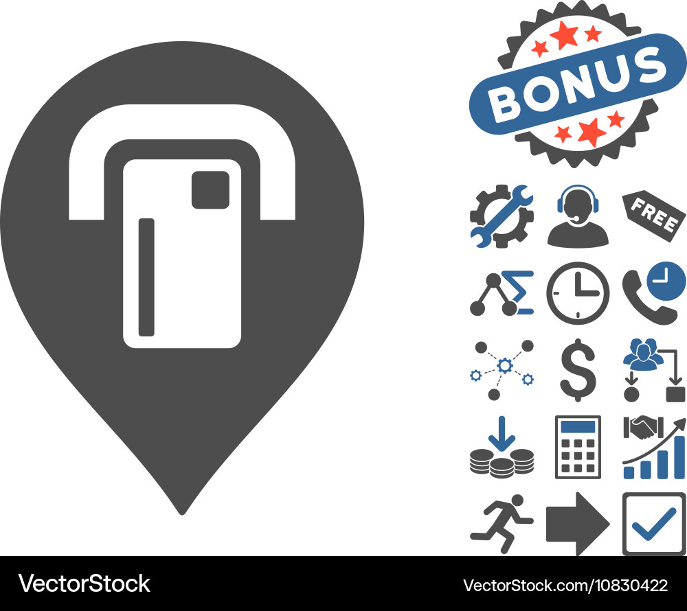 Atm map pointer flat icon with bonus vector image