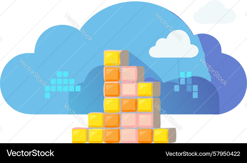 Cloud Data Cubes Icon Vector Image