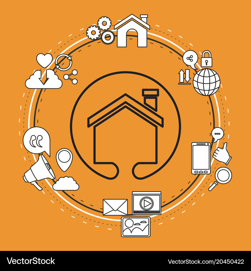 Color background of circular frame tech share vector image