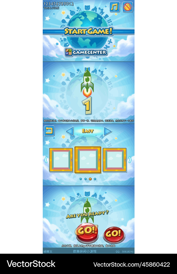 Complete set of level button game ui pop-up icon Vector Image