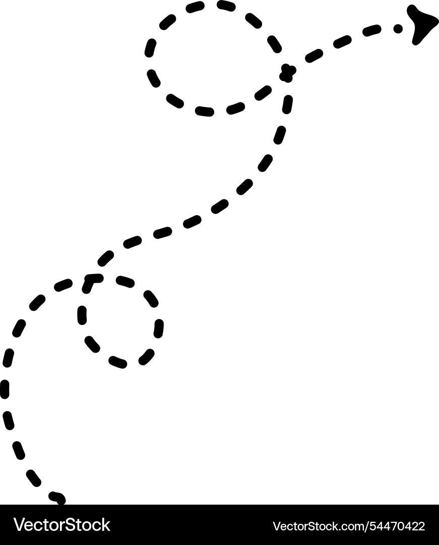 Dashed arrow curving and looping representing Dashed arrow curving and looping representing vector image