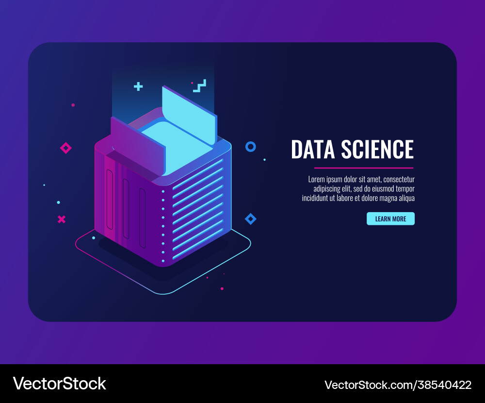 Data center open box program and application Data center open box program and application vector image