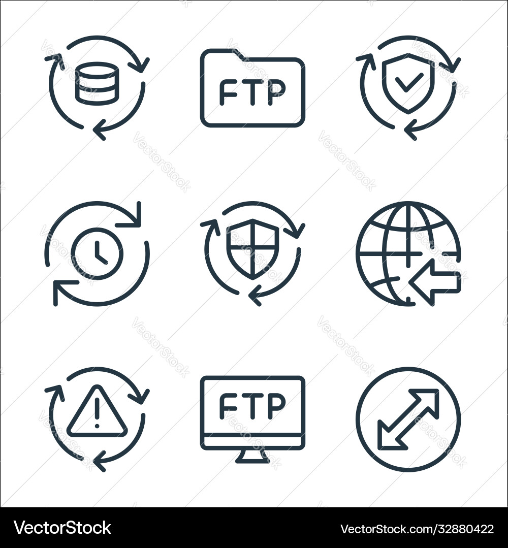 Data transfer line icons linear set quality Vector Image