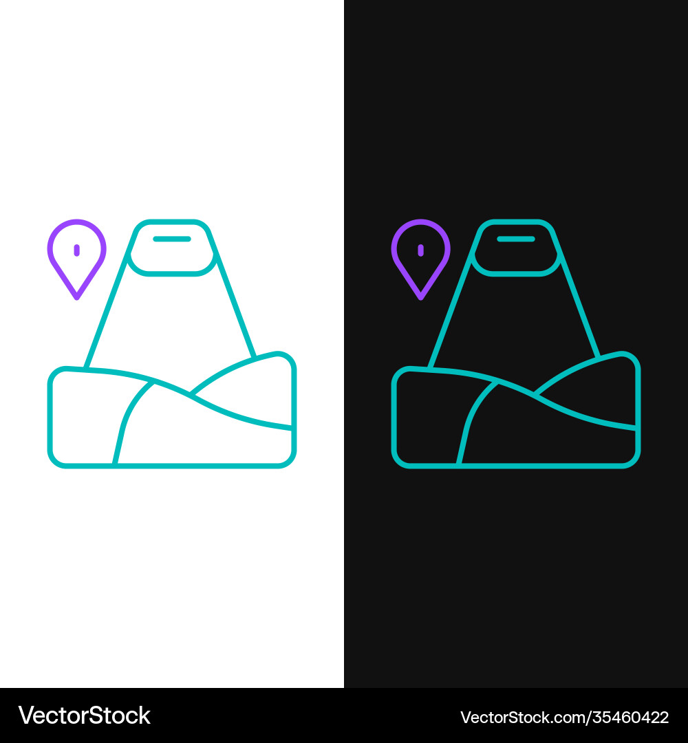 Line map pointer with mountain icon isolated Line map pointer with mountain icon isolated vector image