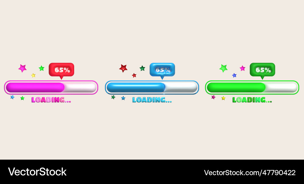 Loading bar and progress visualization 65 percent Loading bar and progress visualization 65 percent vector image