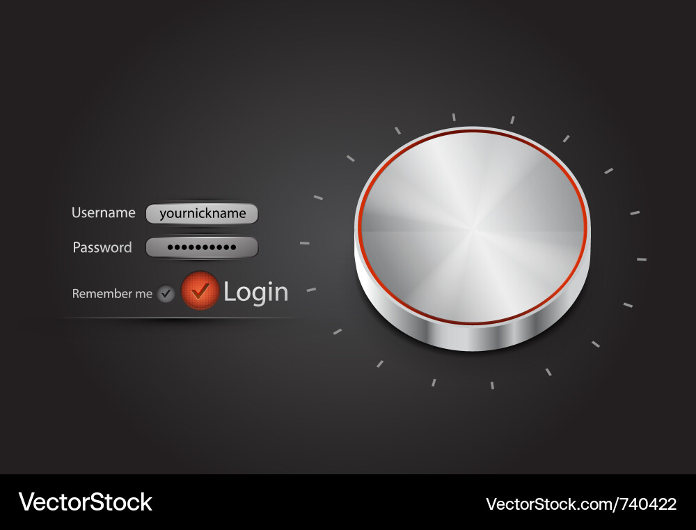 Login page with tune button Vector Image