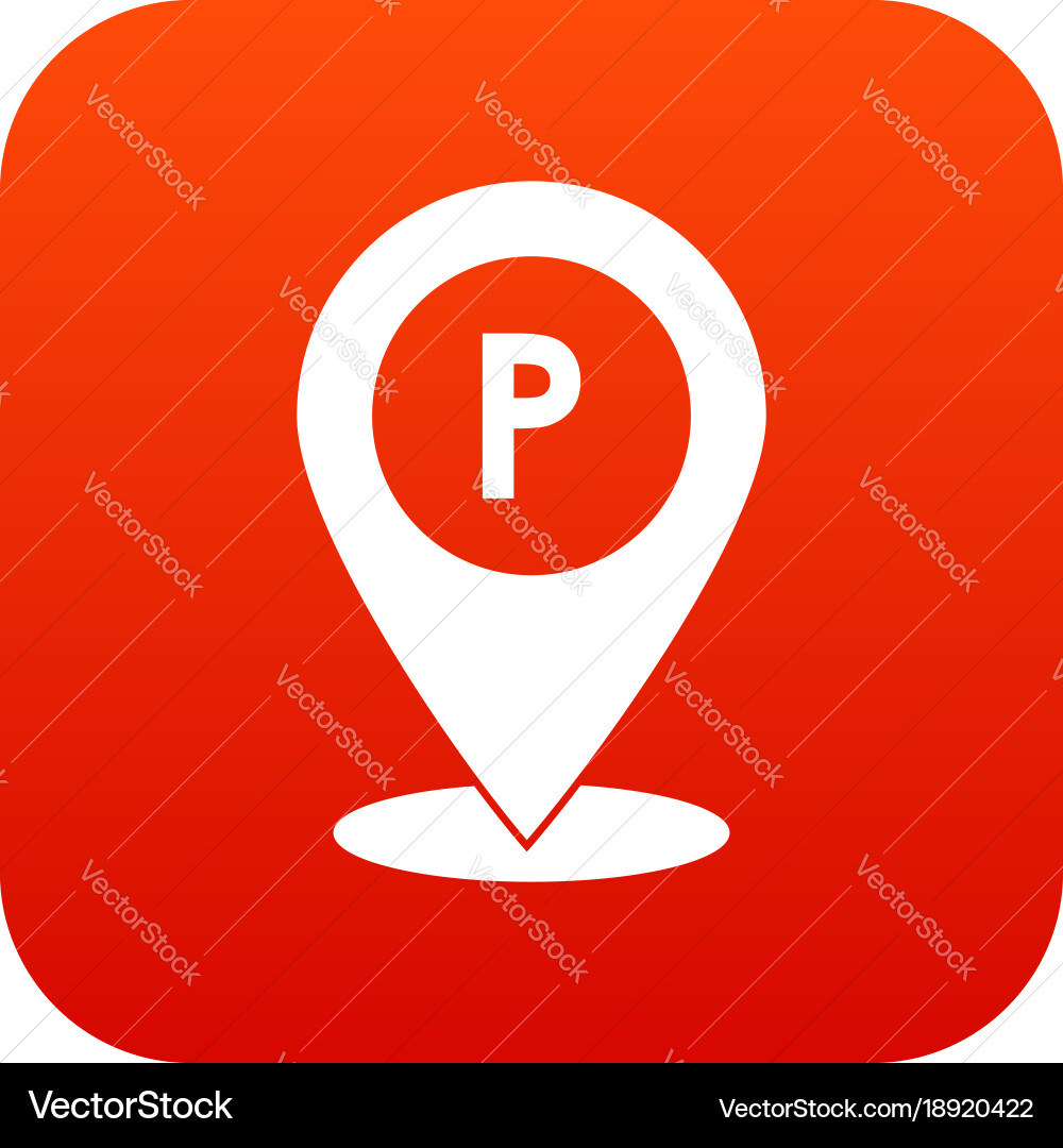 Map pointer with car parking sign icon digital red vector image