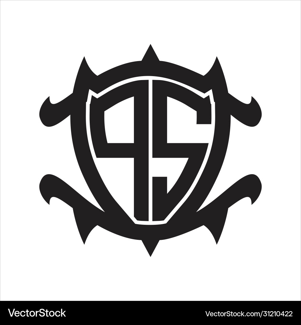 Ps logo monogram isolated with frame shield shape Vector Image
