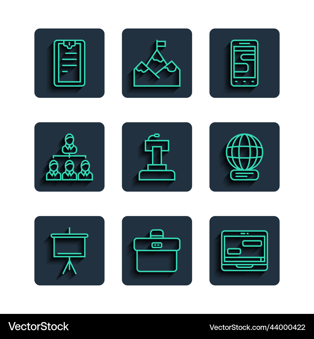 Set line chalkboard briefcase chat messages Set line chalkboard briefcase chat messages vector image