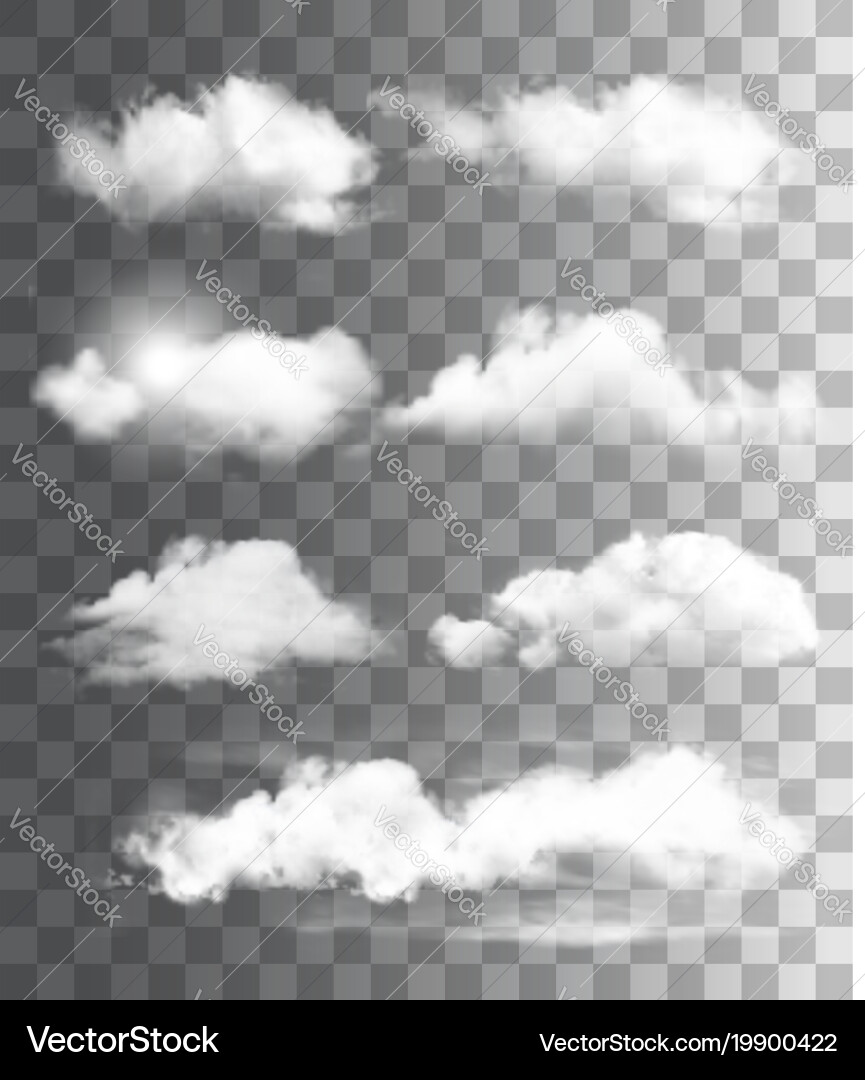 Set of transparent different clouds vector image