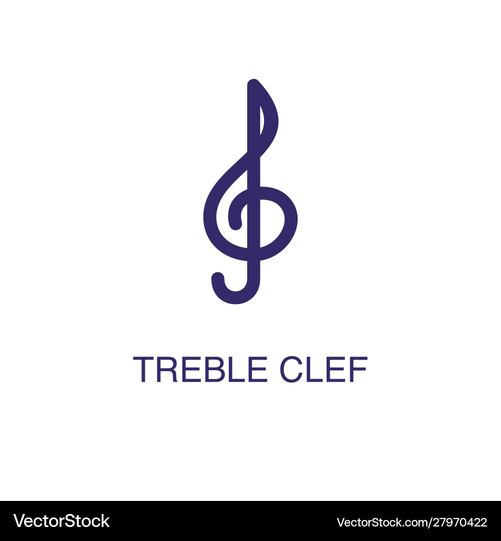 Treble clef element in flat simple style on white Vector Image