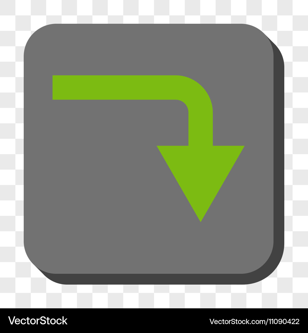 Turn down rounded square button vector image
