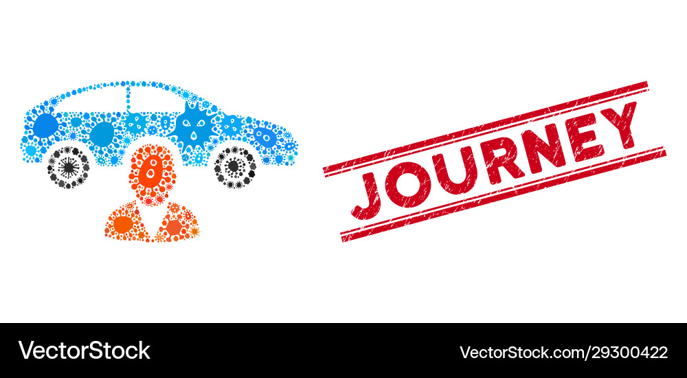 Viral collage car owner icon and grunge journey Viral collage car owner icon and grunge journey vector image