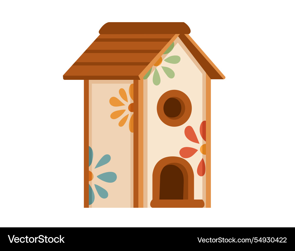 Wooden birdhouse with roof and hole isolated Wooden birdhouse with roof and hole isolated vector image