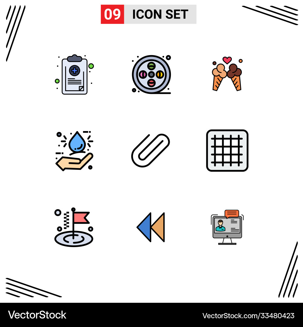 9 user interface filledline flat color pack Vector Image